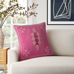 Jaipur Puebla Shazi Pink Tan Tribal Square Throw Pillow 24x24”